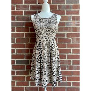 Modcloth Mystree A-Line Floral Dress Neutral Lined S